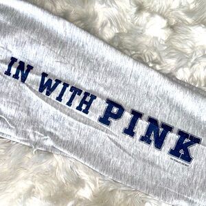 VS PINK Gray Blue Oversized Wide Leg Boyfriend Sweats w Pockets